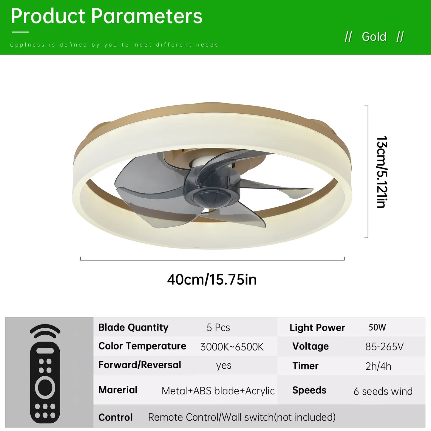Ceiling Fan (With Lighting) Silent LED Dimmable Ceiling Fan