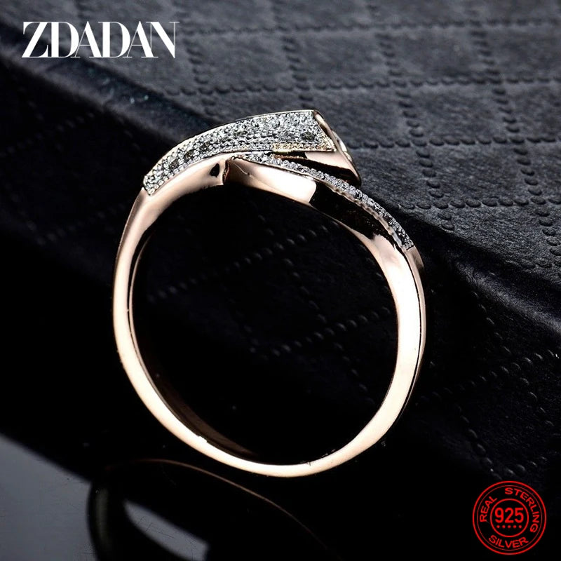 925 Sterling Silver 18K Gold Zircon Rings