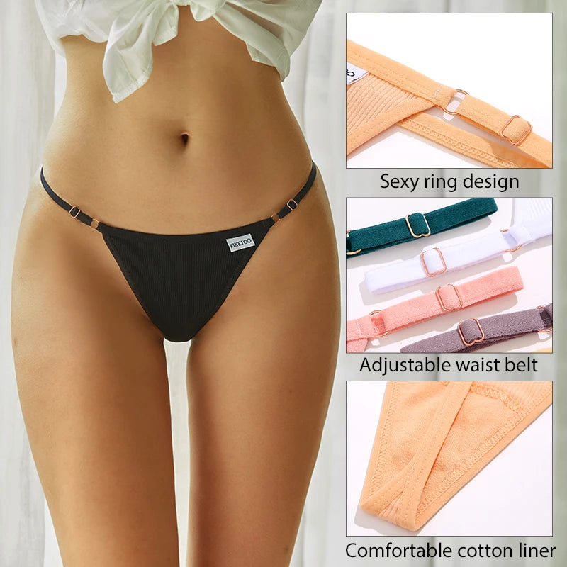 Cotton Thongs Adjustable Waist Sexy G-String Seamless Intimate Lingerie S-XL