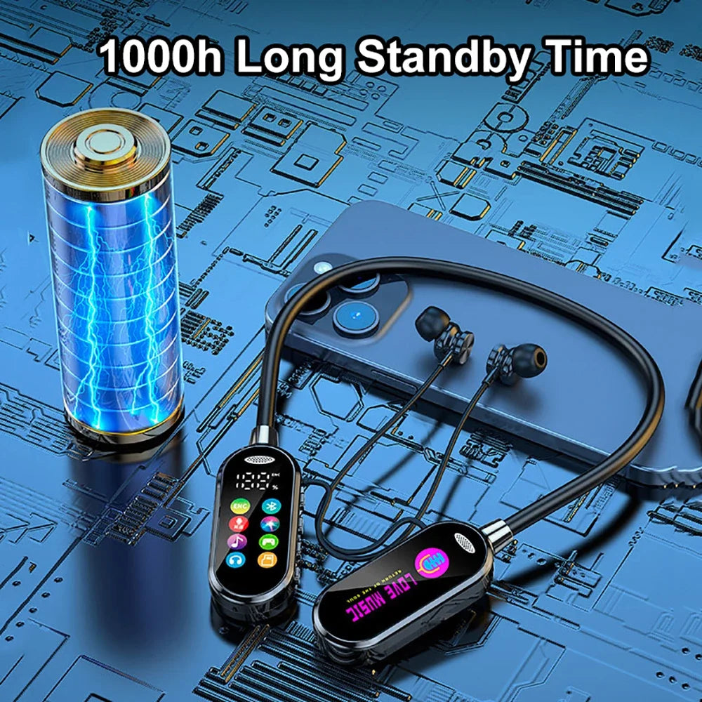 Color Screen Bluetooth 5.4 Earphones Neckband Headphones