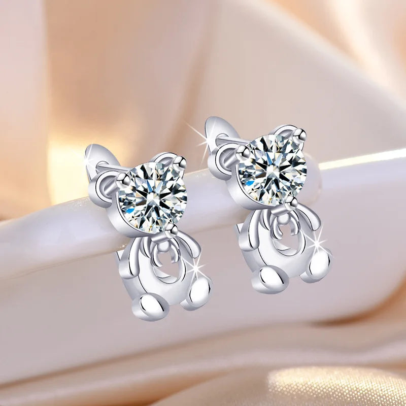 925 Sterling Silver Zircon Buckle Earrings