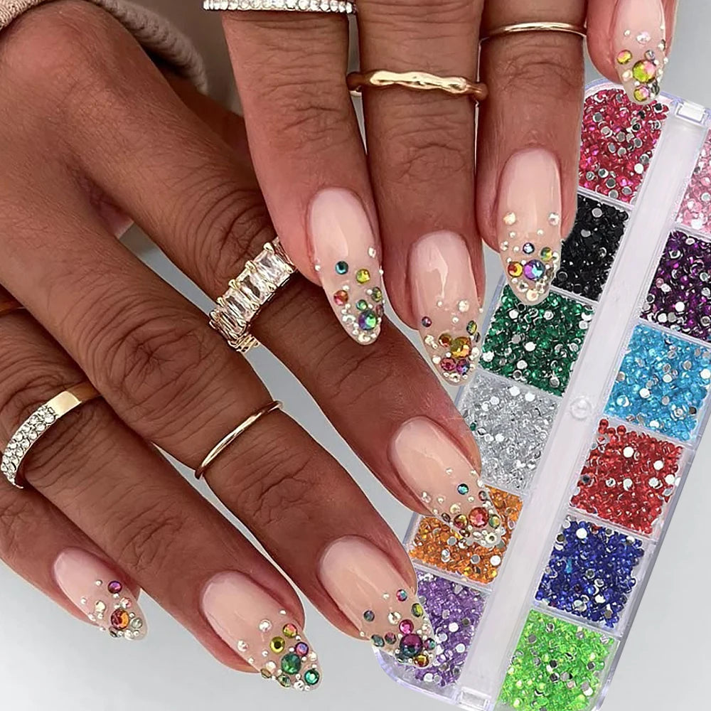 12Grids Mixed Mini Christmas Gems Nail Charms