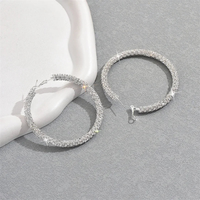 Big Full Crystal Circle Hoop Earrings