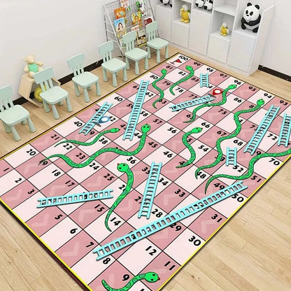 Snakes and Ladders Game Pattern Carpet Floor Mat