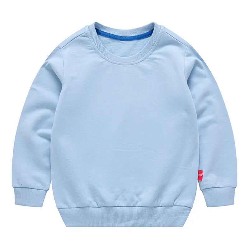 Spring Cotton Plain Hoodies Tops 3-10 Years Long Sleeve T-shirt