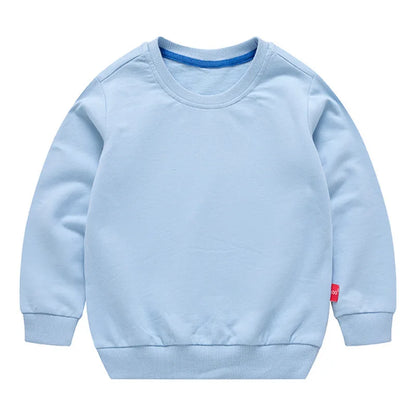 Spring Cotton Plain Hoodies Tops 3-10 Years Long Sleeve T-shirt