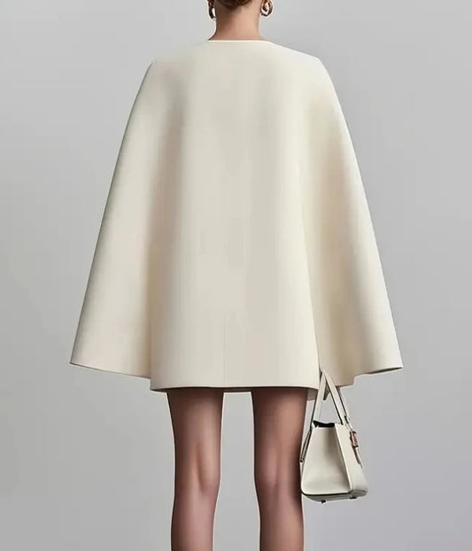 Double Breasted Shawl Cape Mini Dress