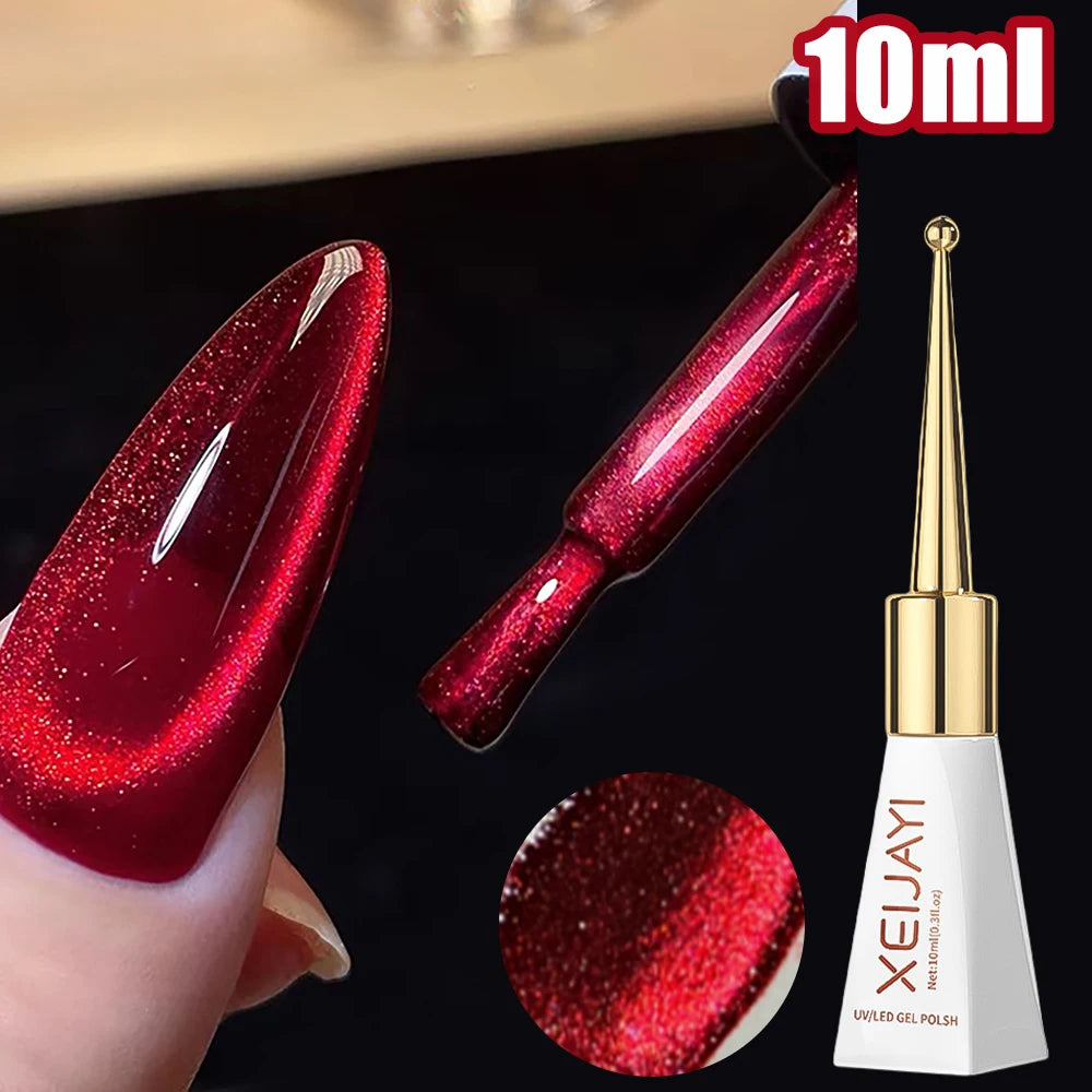10ml/Bottle Ruby Red Cat Eye Gel Nail Polish Wine Red Cherry Dopamine Glitter Nail Gel