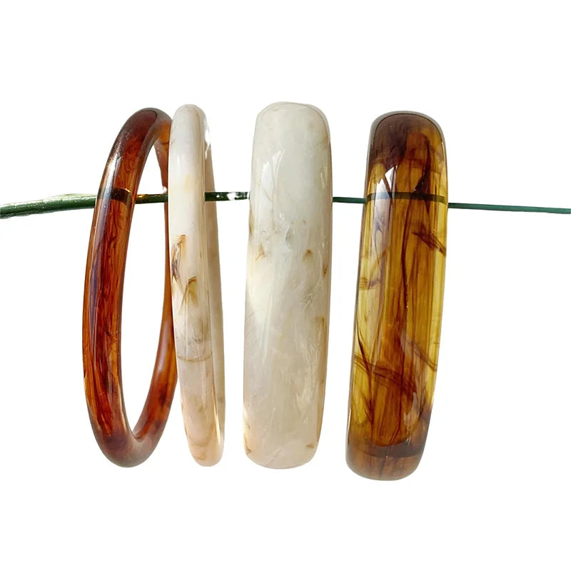4-Piece Marble Acrylic Resin Bracelet