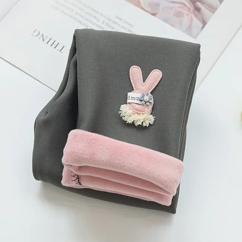 Cartoon Rabbit Cashmere-Style Leggings Baby Girl Pants