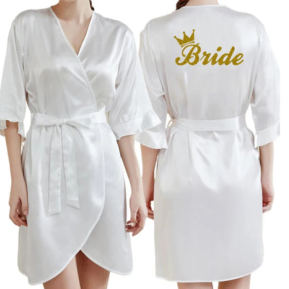Dark Green Satin Team Bride Bridesmaid Sleepwear Robe