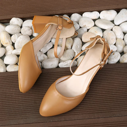 airy Style Thin-Strap High Heels Golden Buckle Shoes