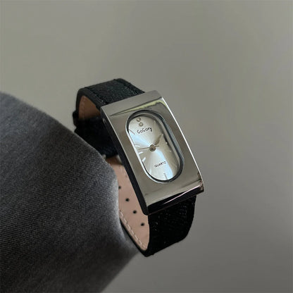 Vintage Rectangular Luxury Quartz Wristwatch