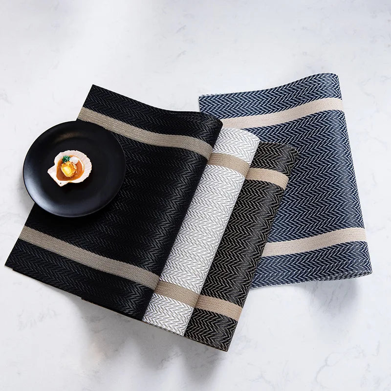 Striped PVC Table Mat Woven Waterproof
