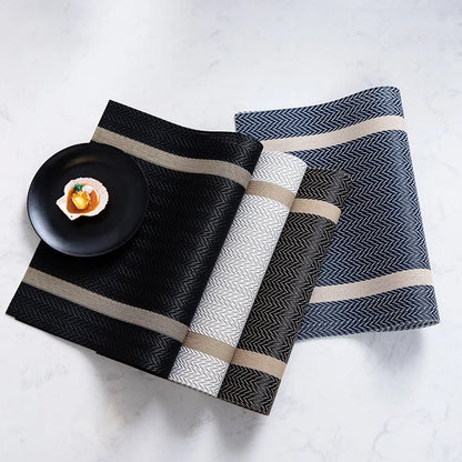 Striped PVC Table Mat Woven Waterproof