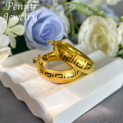 18K Gold Plated Hoop Copper Vintage Circle Earring