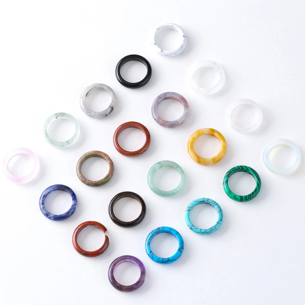 1 Pc Natural Crystal Stone Energy Healing Ring