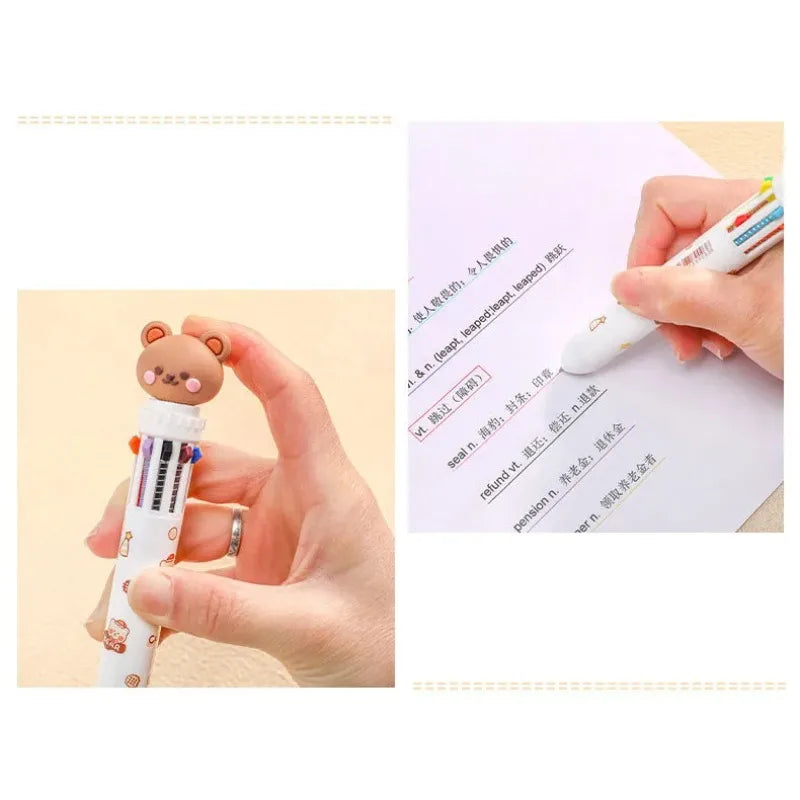 1/5/10pcs 10 color kawaii teddy bear cartoon press pen