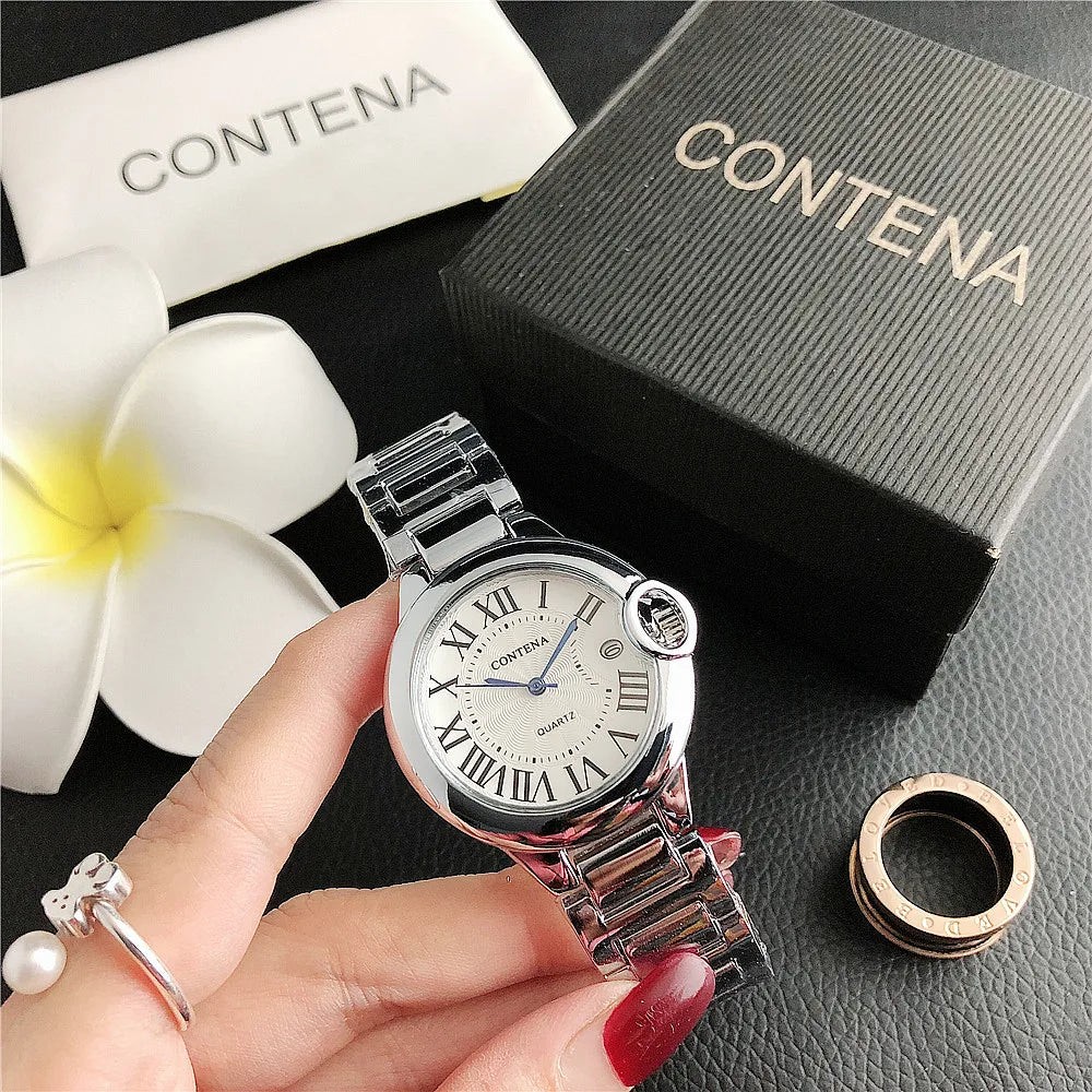 Luxury Quartz Elegant Calendar Display Ladies Stainless Steel Watches