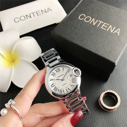 Luxury Quartz Elegant Calendar Display Ladies Stainless Steel Watches