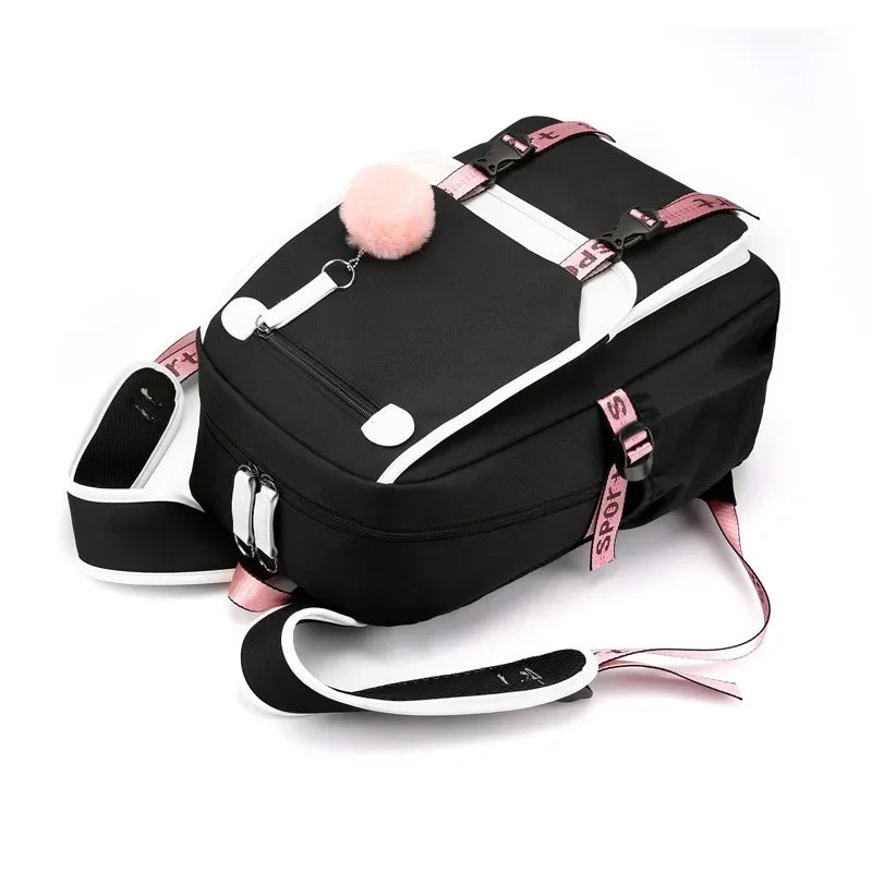 Large USB Port Canvas Schoolbag