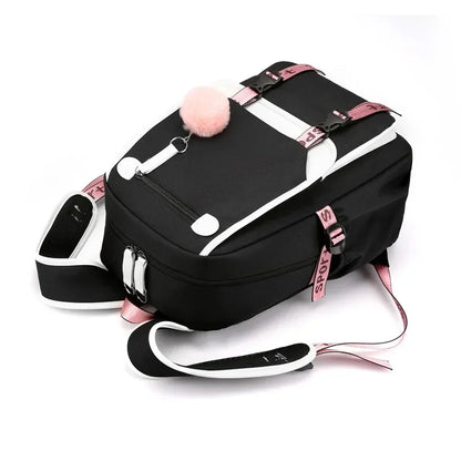 Large USB Port Canvas Schoolbag