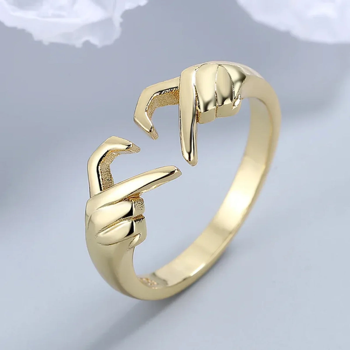 925 Sterling Silver Adjustable Open Hug Heart Ring
