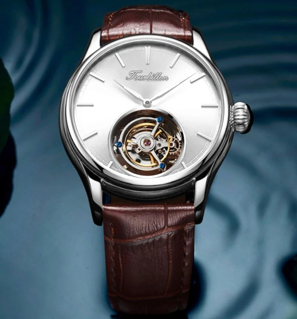 Real Tourbillon Mechanical Automatic Mechanical Sapphire Glass Stainless Steel Wristwatch