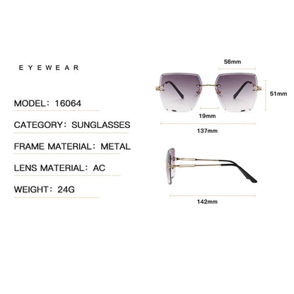 Oversized Rimless Sexy Vintage Sunglasses