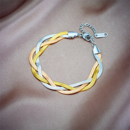 Crossover Snake Chain Necklace Bracelets Jewelry Set