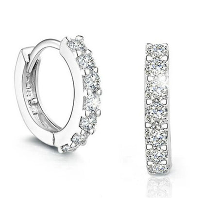 925 Sterling Silver Zircon Buckle Earrings