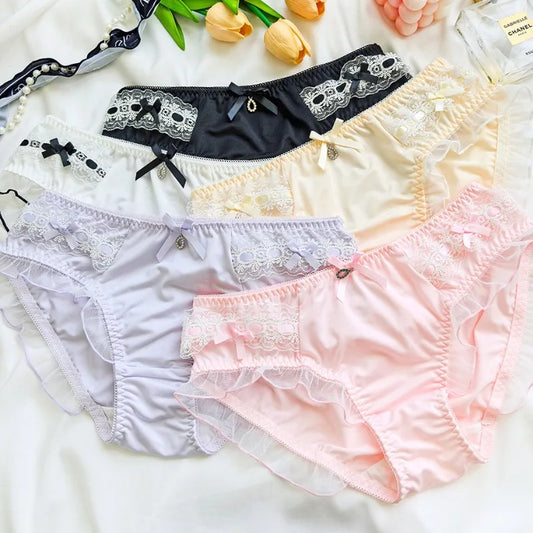 Lolita Cute Lovely Sweety Panties Milk Silk Breathable Elasticity Ruffle Underwear
