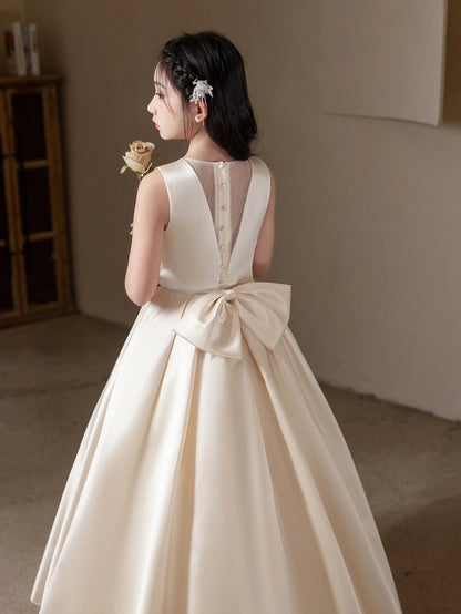 Black Long Dress For Teenage Big Bow Bridesmaid Dress