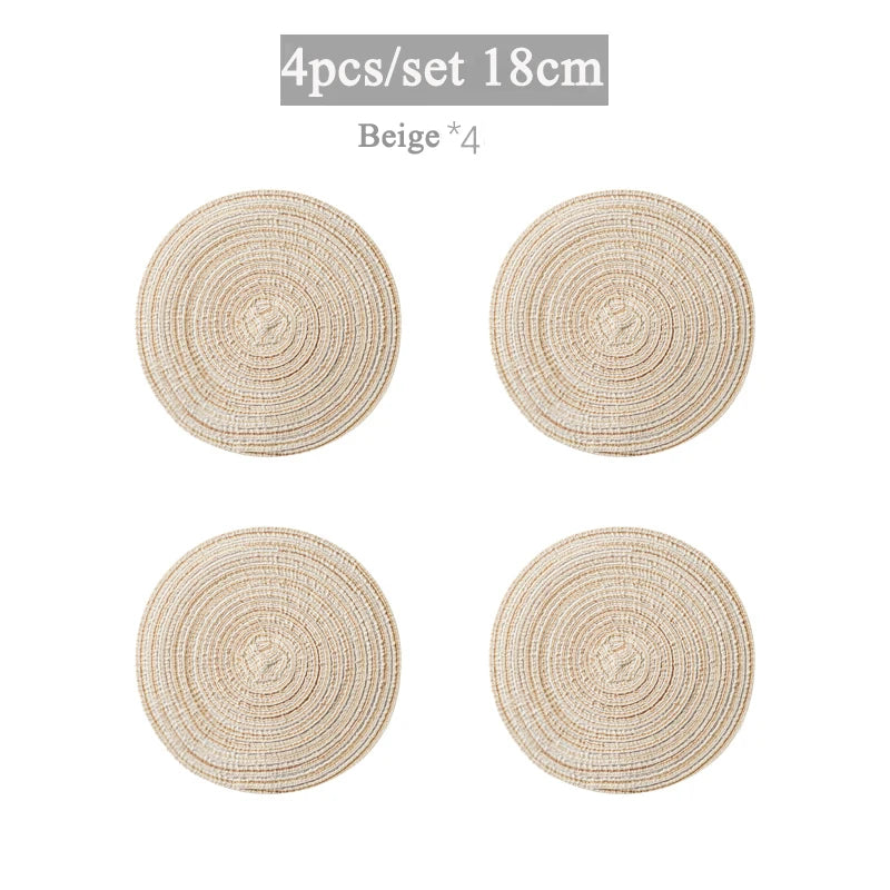 4/6pcs Round Table Mat Woven Bowl Pads