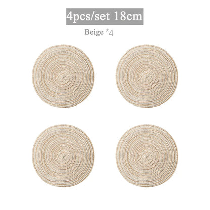 4/6pcs Round Table Mat Woven Bowl Pads