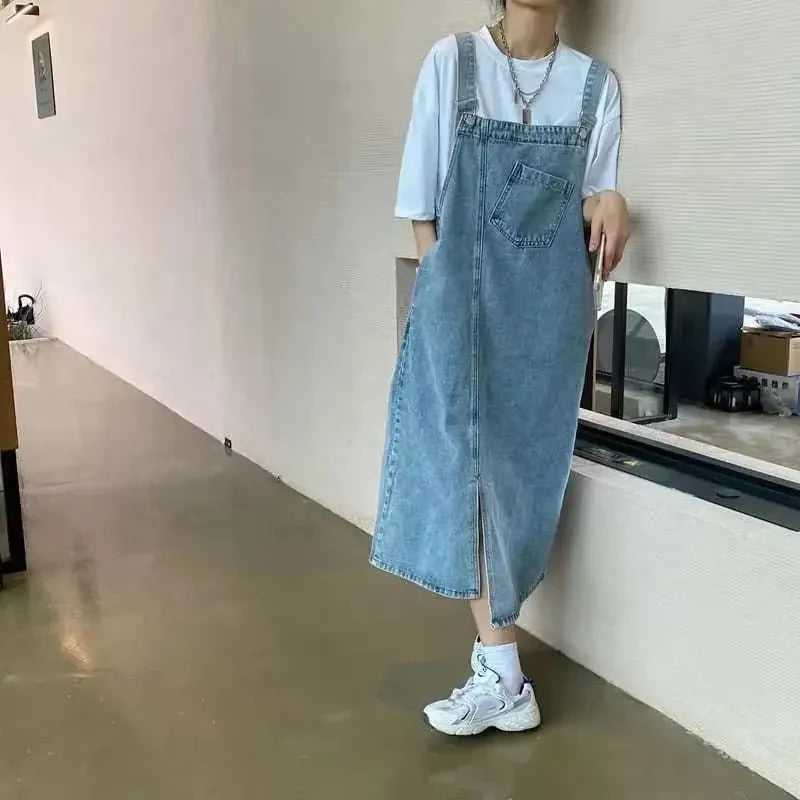 Denim Overall Sleeveless Jeans Dress