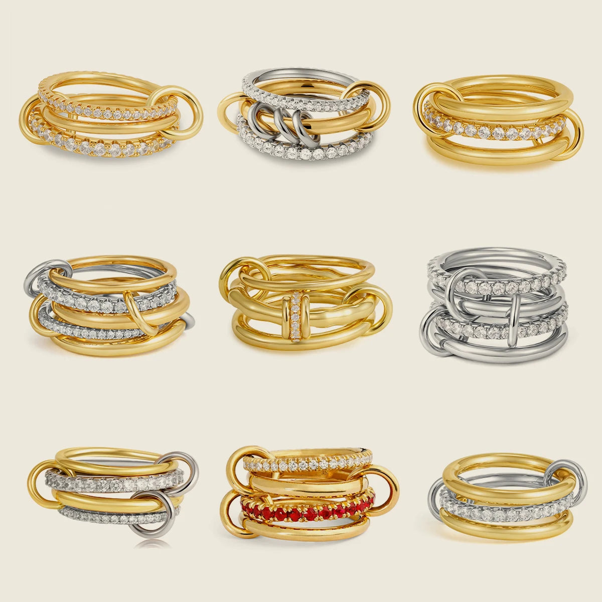 DANA Zirconia Gold Plated Rings Set