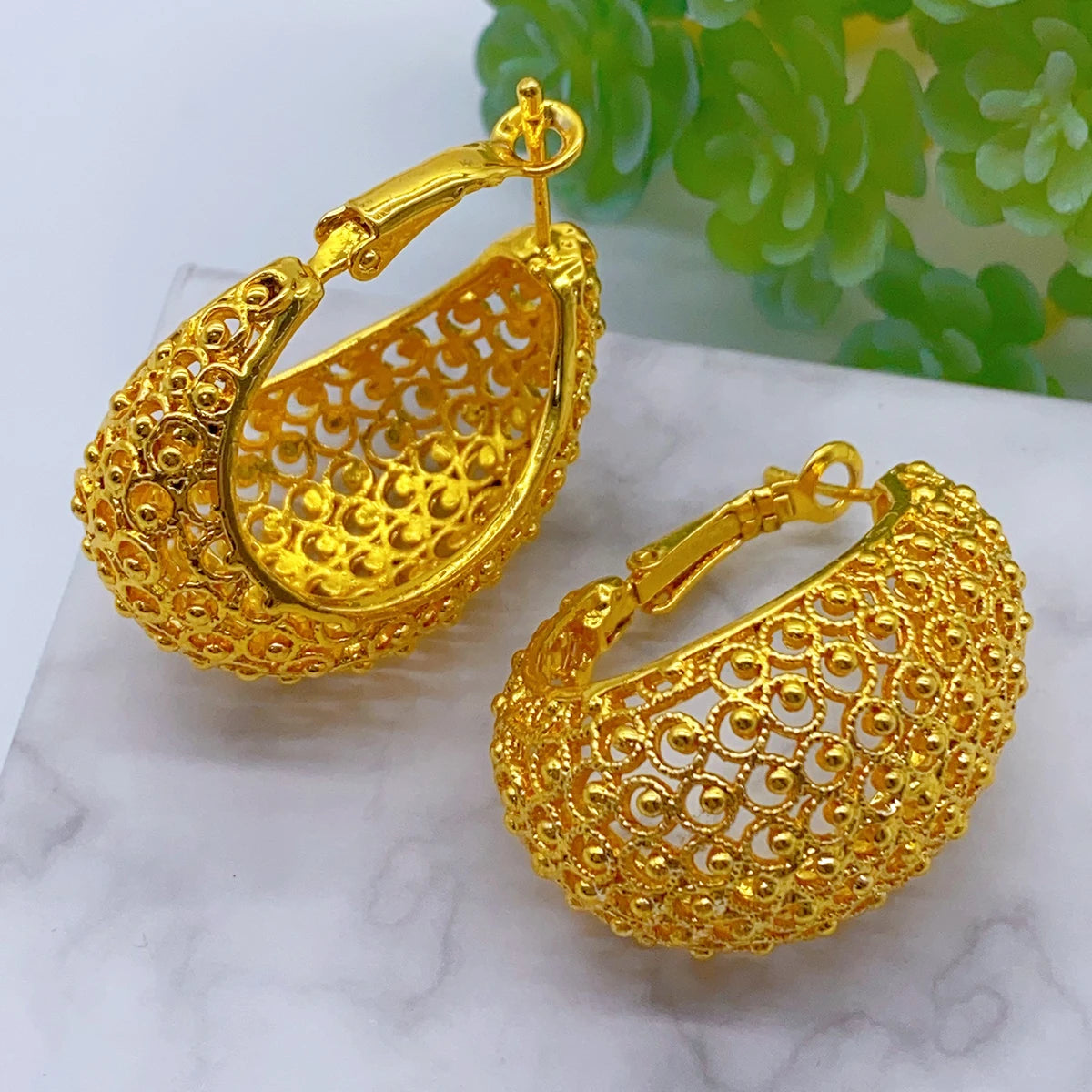 24K Gold Color Hoop Earrings