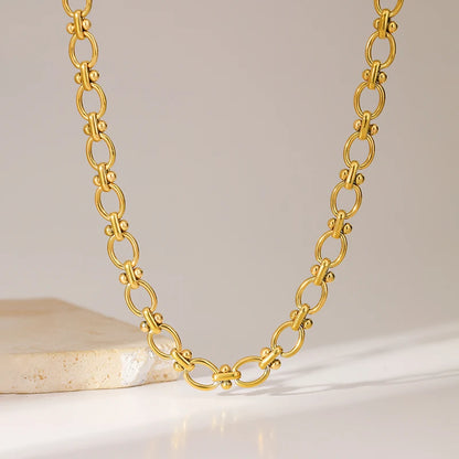 316L Stainless Steel Metal Chain 18K Gold Plated Neck Chain Waterproof Necklace
