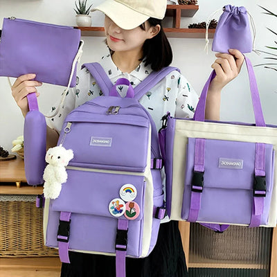 5PCS Kit Backpack High Capacity Waterproof School Bags