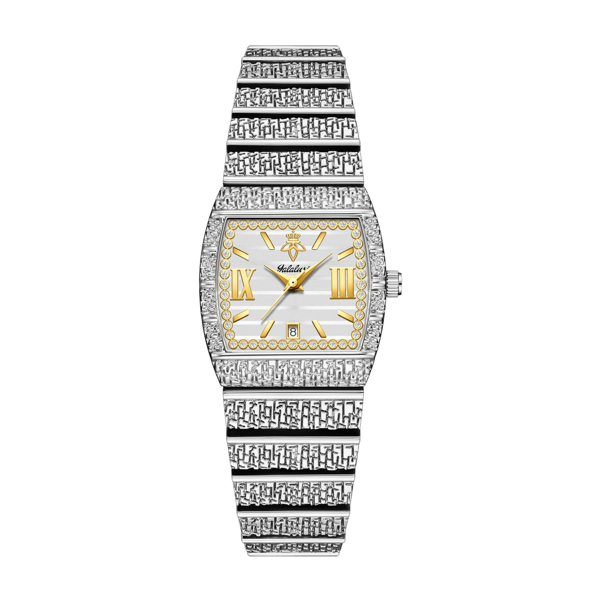 Luxury Small Gold with Diamond-Set Dial Water-Resistant Quartz Timepiece Watch