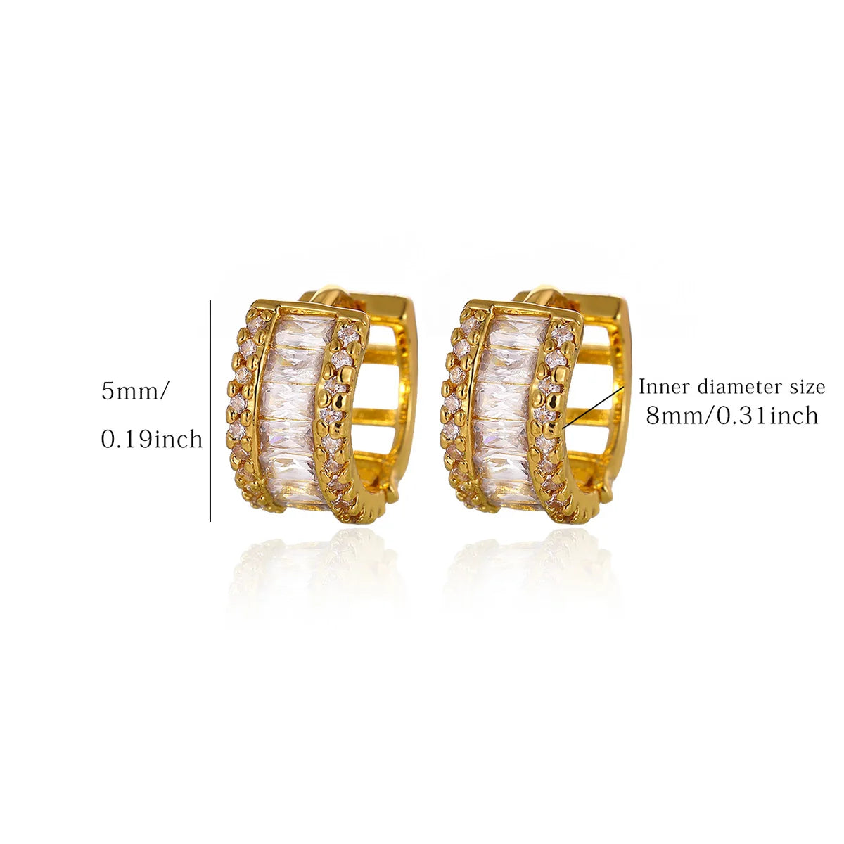 Double Sided Letter Round Crystal Halo Huggie Hoop Earring