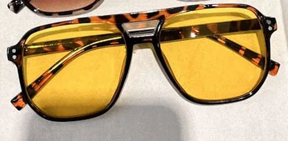 Vintage Square Thick Frame Double Bridges Sunglasses