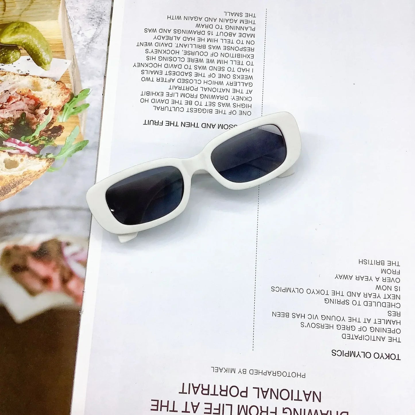 Cute Vintage Frosted Rectangle Sunglasses