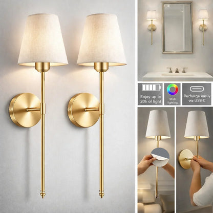 Wireless Battery Powered Wall Lamps Stick-On or Screw Mount
