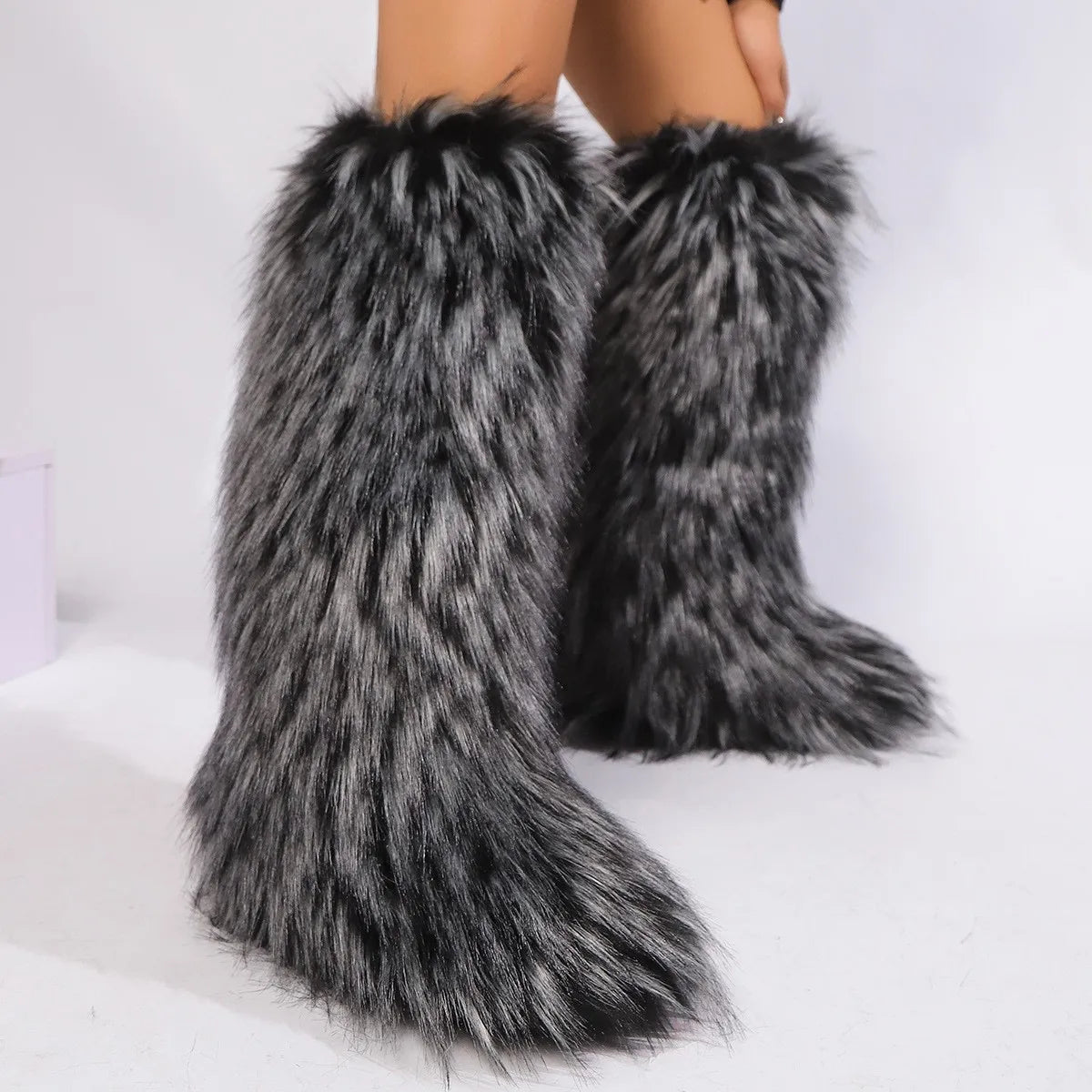 Thigh High Fluffy Furry Faux Fox Boots
