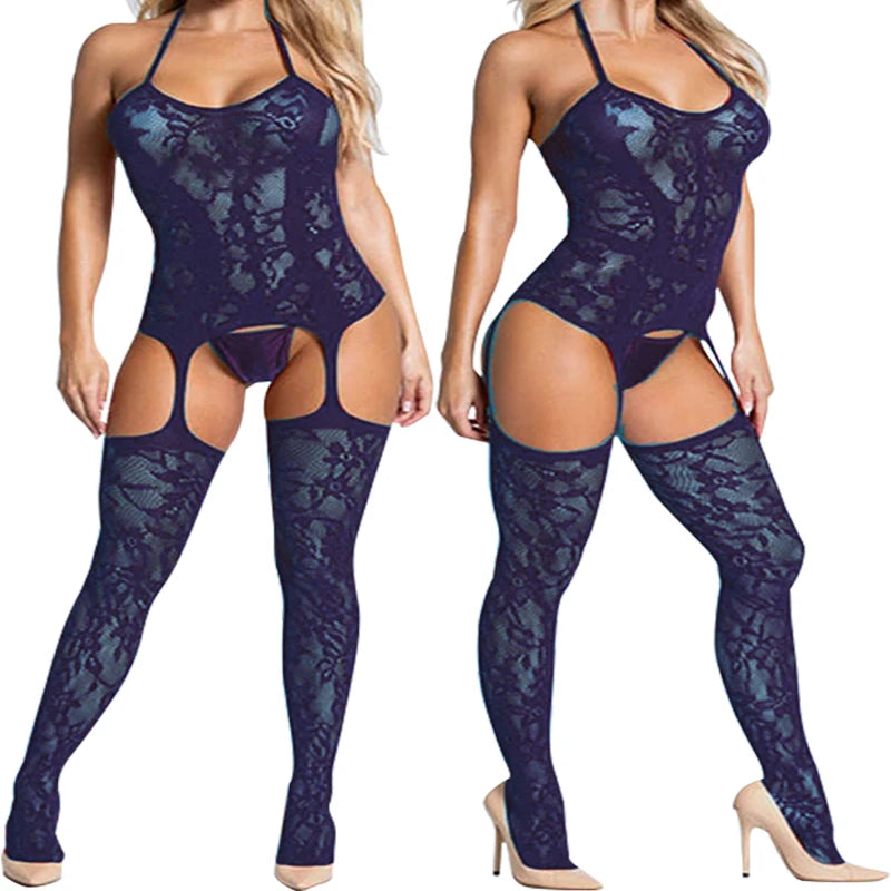 Black Erotic Crotchless Babydoll Sexy Lingerie