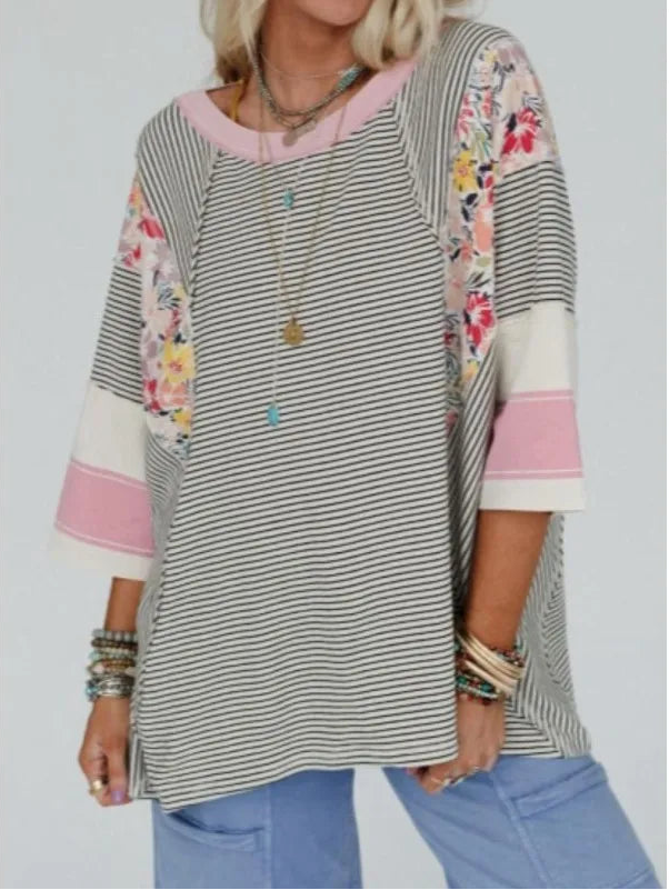 Plus Size 1XL-5XL 3/4 Sleeve Sexy Pullovers T-shirts