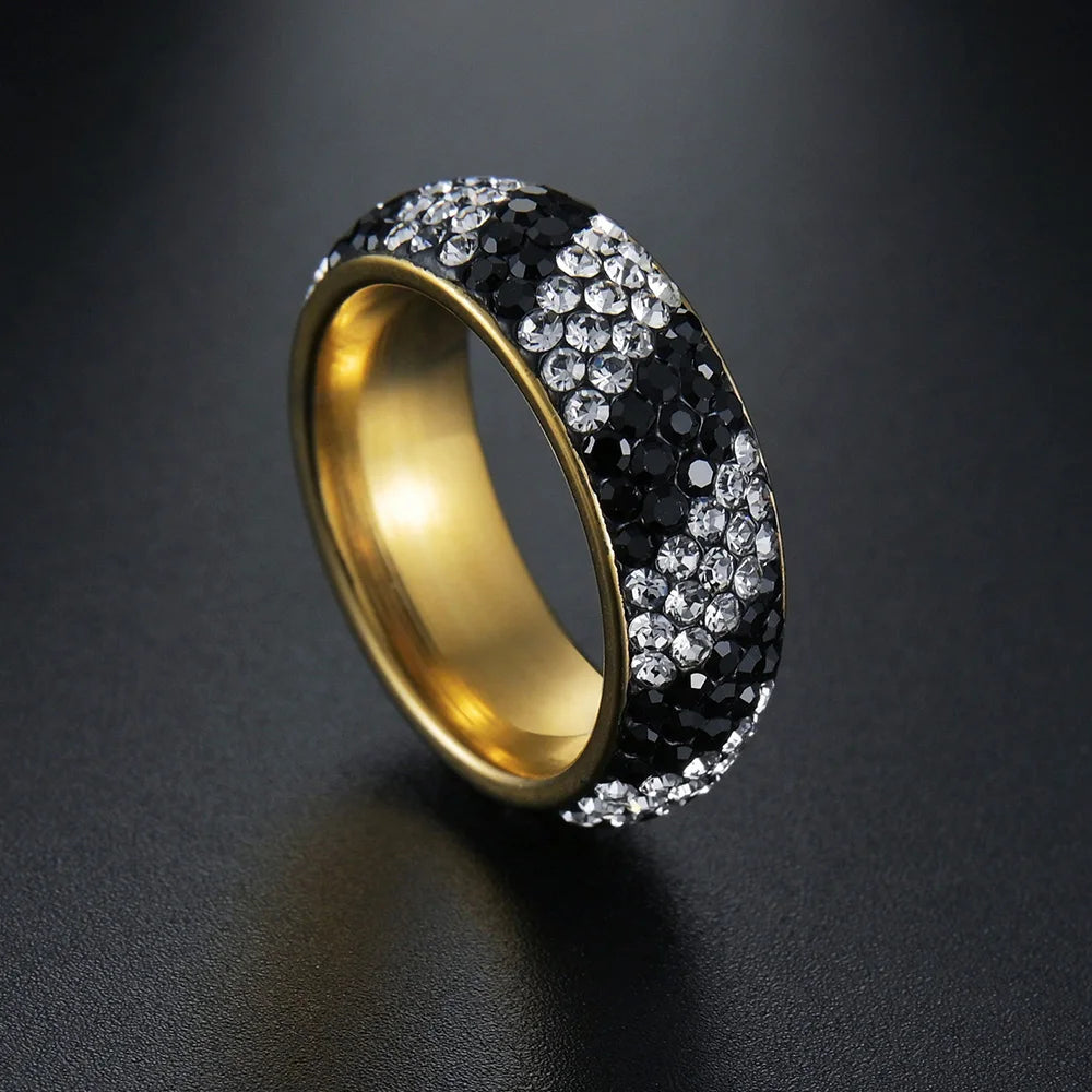 Blue Black Red Clear Crystal Ring