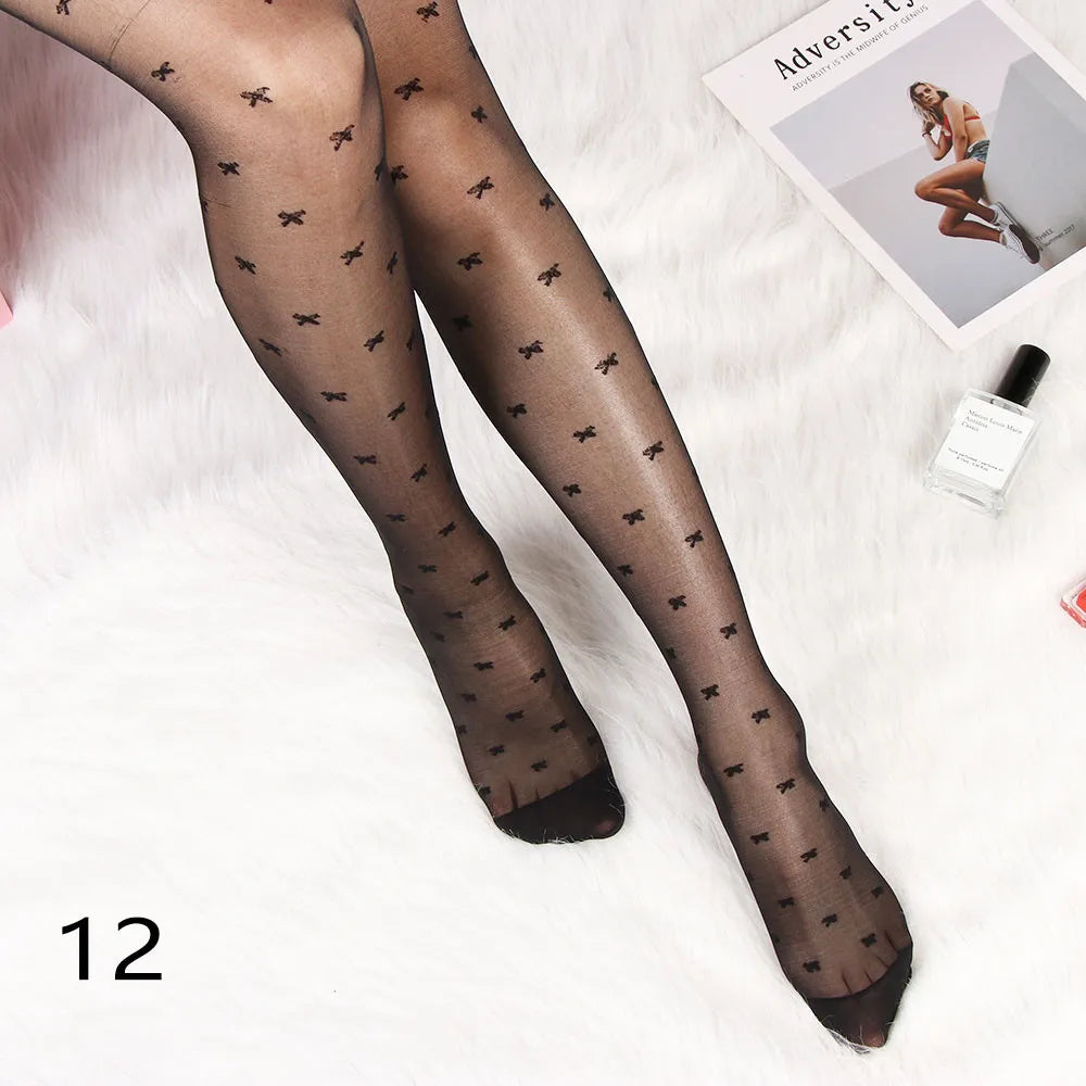 Sexy love Dot Silk Thin Faux Tattoo  Socks